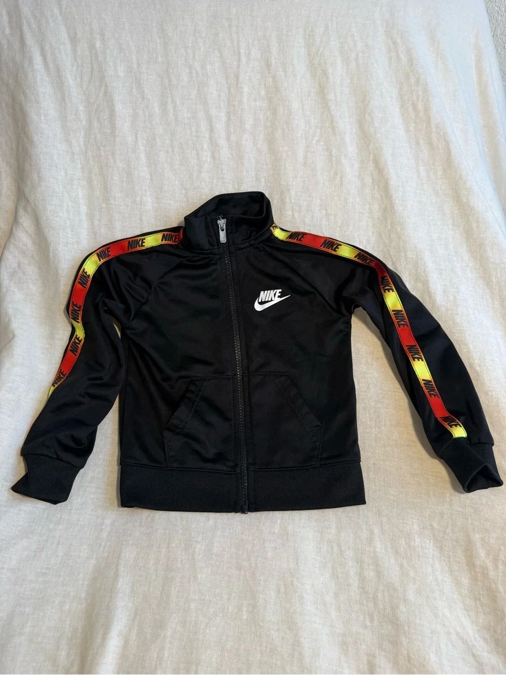 Nike Black Track Jacket with Red and Yellow Logo Tape